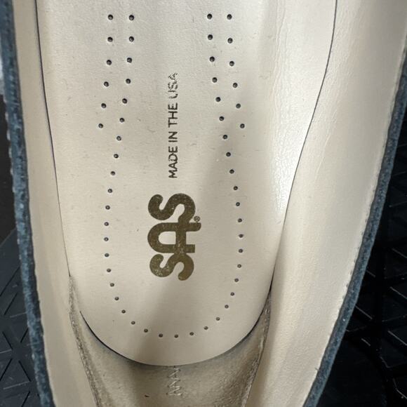 SAS Perforated Portobello Bronze Leather Slip On Heels Shoes Womens Size 10M - Picture 6 of 11